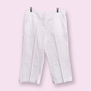 Sandro Sportswear High Rise Crop Trousers White Wide Leg Cotton Womens Size 12